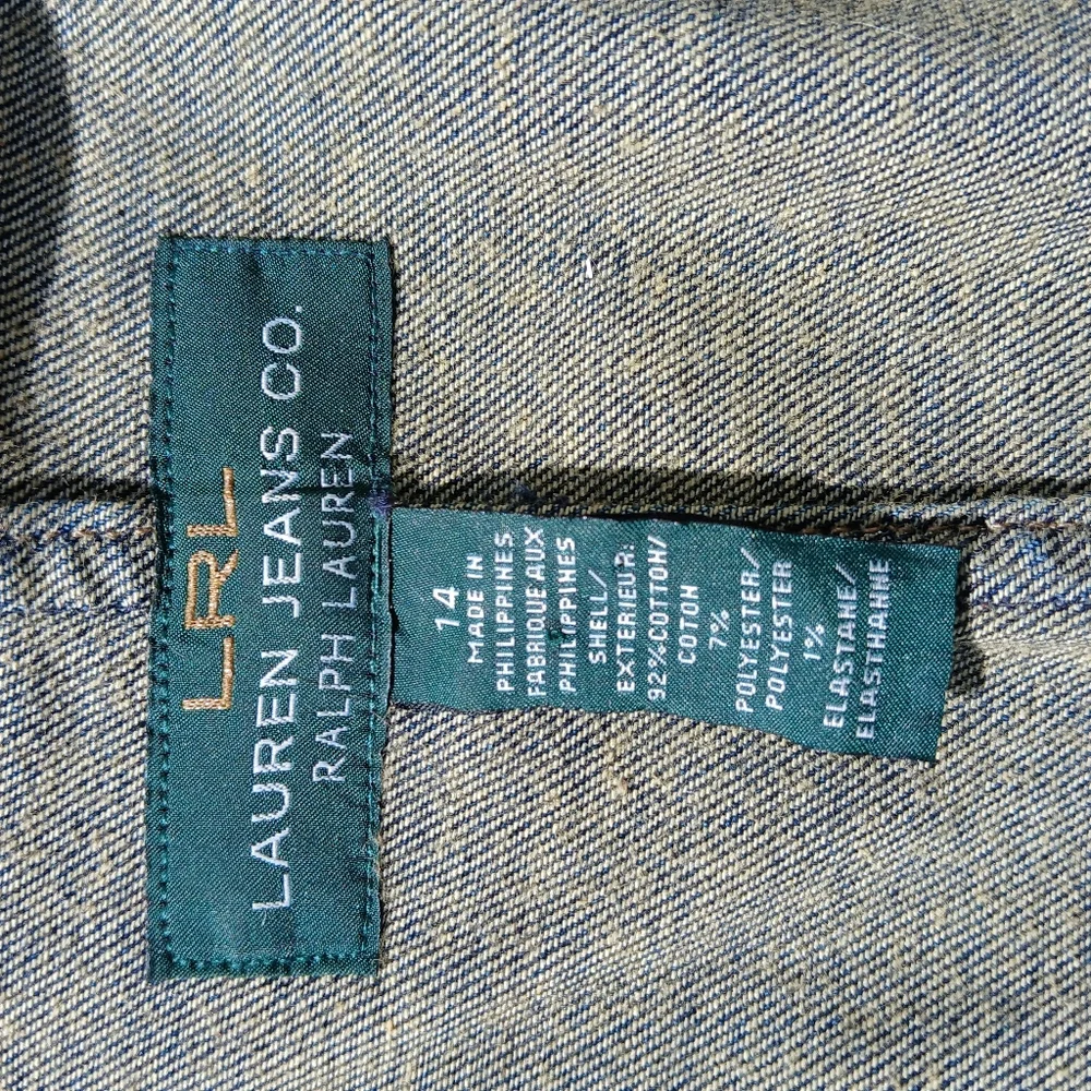 Ralph Lauren Jean Jacket Womens 14 Blue Flared Bell Sleeves Stretch LRL Feminine - Picture 2 of 12